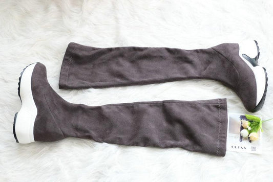 "Round toe sports high heel over knee boots - MANDOTOS"