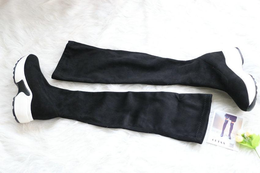 "Round toe sports high heel over knee boots - MANDOTOS"