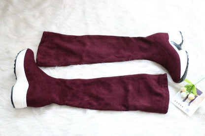 "Round toe sports high heel over knee boots - MANDOTOS"