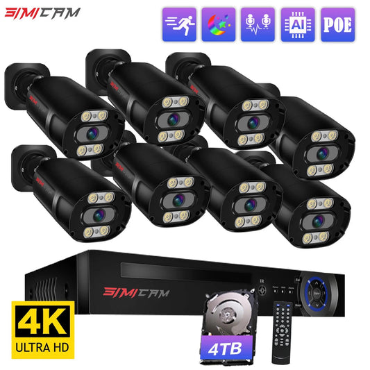 "4K Ultra HD POE Security Camera System - 8MP Night Vision NVR Kit - MANDOTOS"