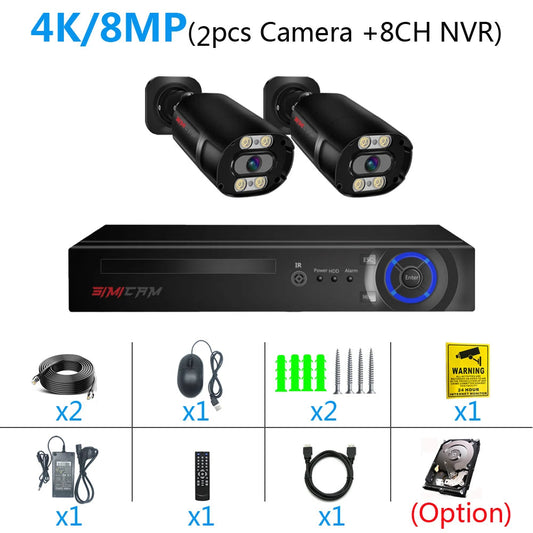 "4K Ultra HD POE Security Camera System - 8MP Night Vision NVR Kit - MANDOTOS"