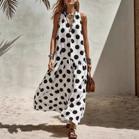 Women's Digital Print Short Sleeve Loose Maxi Dress – Knit Fabric