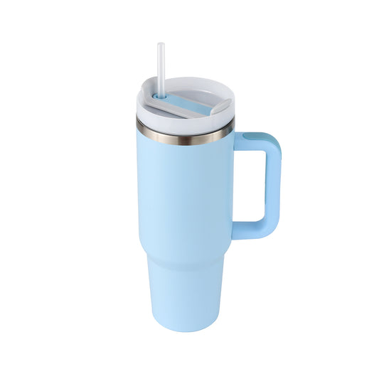 40 Oz Tumbler With Handle Straw Insulated, Stainless Steel Spill Proof Vacuum Coffee Cup Tumbler With Lid Tapered Mug Gifts For Valentine Lover Suitable For Car Gym Office Travel - MANDOTOS