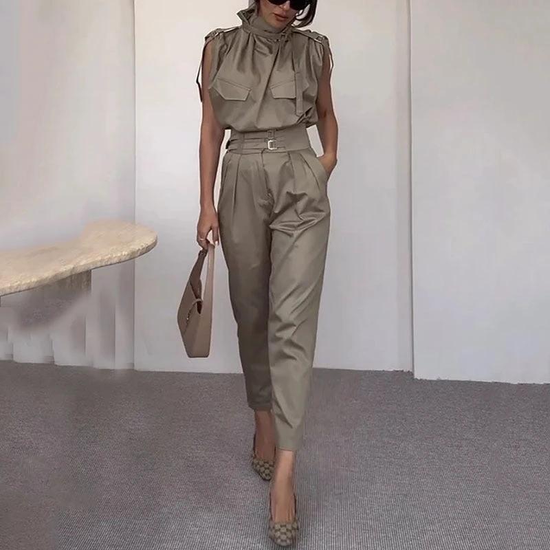 Shoulder Slimming Waist - slimming Belt Decoration Blouse And Pants - MANDOTOS INTERNATIONAL0