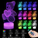 Mandotos 3D Teddy Bear Lamp Acrylic USB LED Night Light 16 Colors Remote Control MANDOTOS