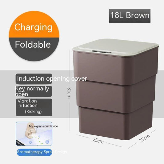 Smart Trash Can with Automatic Opening and Multiple Functions - White ABS Material - MANDOTOS