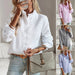 Striped Long Sleeve Shirt Fashion Ruffle Design Button Up Tops Casual Office Blouse Elegant Commuting Women's Clothing - MANDOTOS INTERNATIONAL0