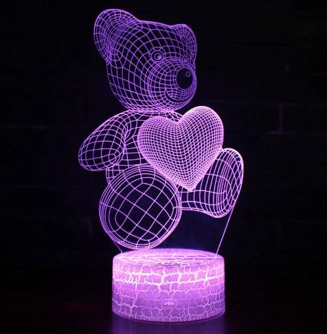 Mandotos 3D Teddy Bear Lamp Acrylic USB LED Night Light 16 Colors Remote Control MANDOTOS