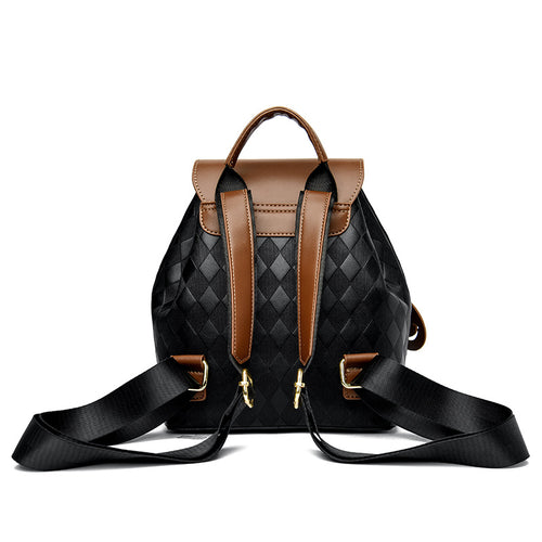 Ancient Energy female leather backpack with shoulder straps, casual multifunction design for school, travel, and everyday use.