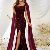 Dress Skirt Sequin Mesh Split Fishtail Dress MANDOTOS