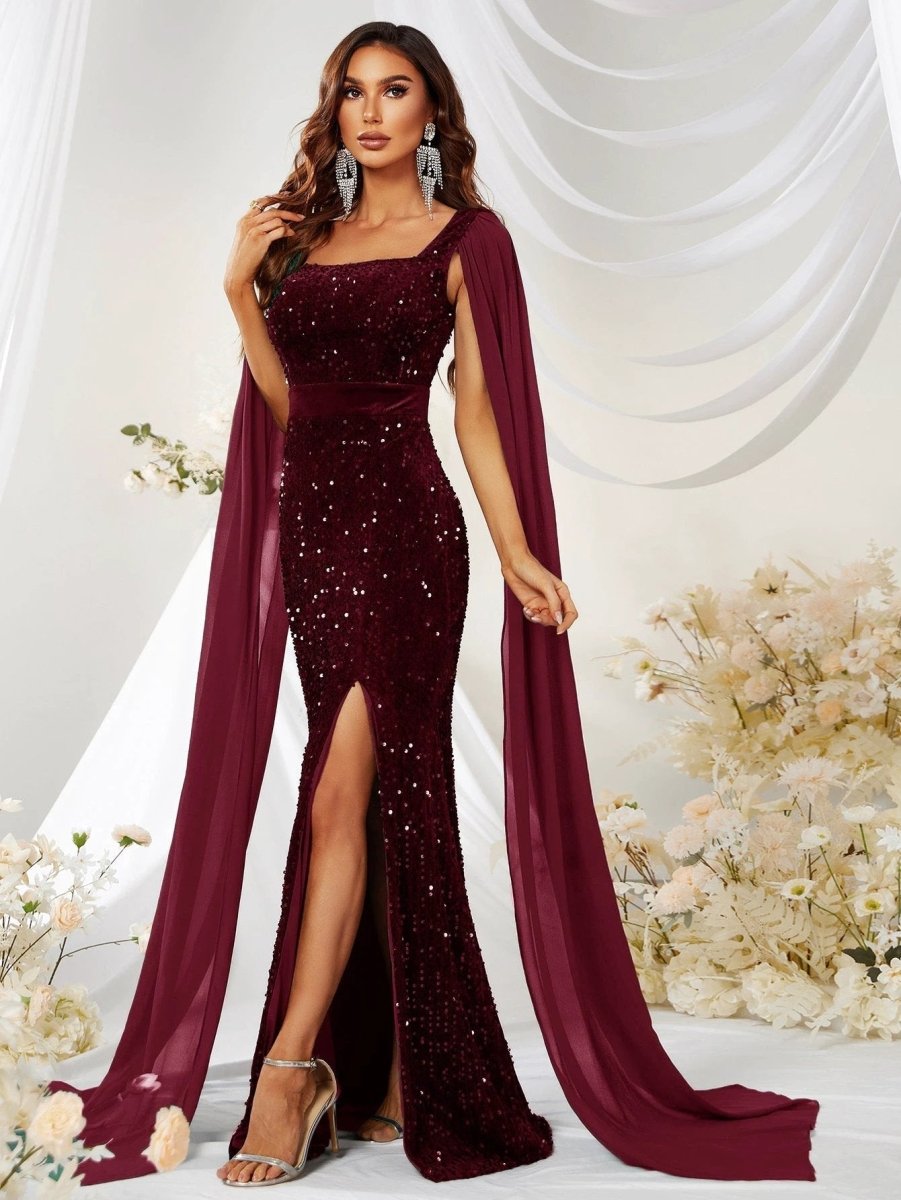 Dress Skirt Sequin Mesh Split Fishtail Dress MANDOTOS