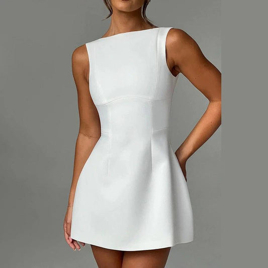 Sexy Slim-fitting Backless Dress Summer Sleeveless Short Dresses MANDOTOS