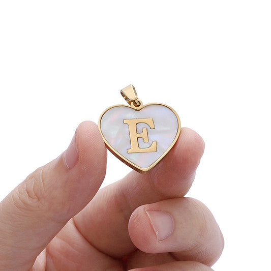 26 Letter Heart-shaped Necklace White Shell Love Clavicle Chain Fashion Personalized Necklace For Women Jewelry Valentine's Day - MANDOTOS