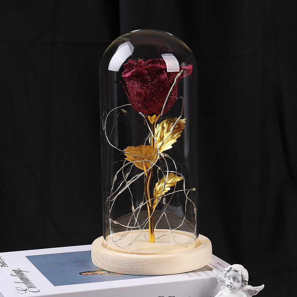 Valentines Day Gift For Girlfriend Eternal Rose Flowers LED Light In Glass Cover Day Wedding Decoration Favors Mother Day Female Gift Gift - MANDOTOS