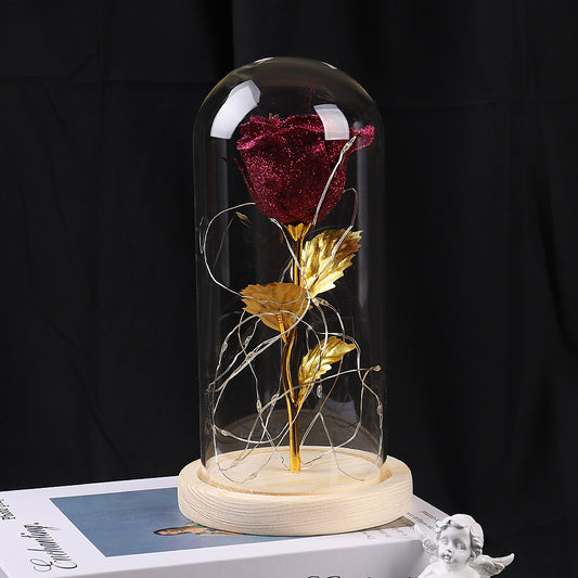 Valentines Day Gift For Girlfriend Eternal Rose Flowers LED Light In Glass Cover Day Wedding Decoration Favors Mother Day Female Gift Gift - MANDOTOS