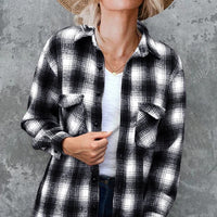 Plaid Shirt Women Spring Mid - length Loose Blouse Turndown Collar Shirt Clothing - MANDOTOS INTERNATIONAL0