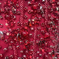 Faramah Drape Sleeves Embellished Fitted Sequin Modest Evening Dress