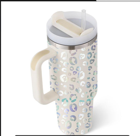 40 Oz Tumbler With Handle Straw Insulated, Stainless Steel Spill Proof Vacuum Coffee Cup Tumbler With Lid Tapered Mug Gifts For Valentine Lover Suitable For Car Gym Office Travel - MANDOTOS