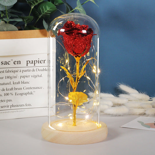 Valentines Day Gift For Girlfriend Eternal Rose Flowers LED Light In Glass Cover Day Wedding Decoration Favors Mother Day Female Gift Gift - MANDOTOS