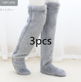 Over Knee High Fuzzy Long Socks Winter Warm Cold Leg Knee Joint Cold-proof Stockings Home Floor Sleeping Socks - MANDOTOS