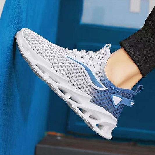 Men's Lace-up Sneakers Mesh Sports Shoes Fashion Hollow-sole Low Top Running Shoes - MANDOTOS