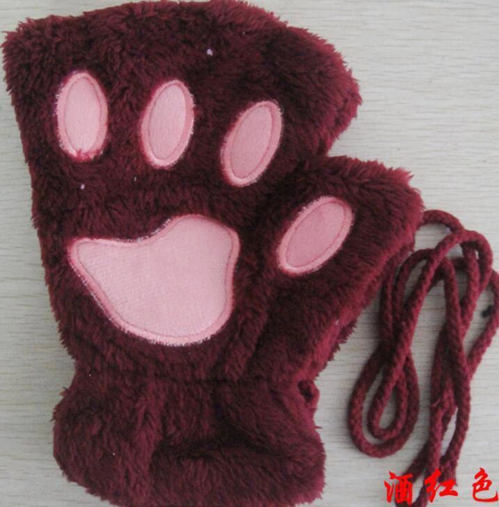 Winter Lovely Half Cover Paw Bear Cat Claw Gloves Short Finger MANDOTOS