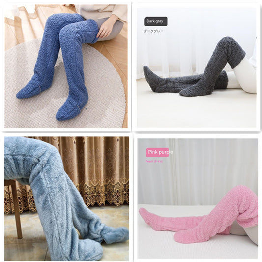 Over Knee High Fuzzy Long Socks Winter Warm Cold Leg Knee Joint Cold-proof Stockings Home Floor Sleeping Socks - MANDOTOS