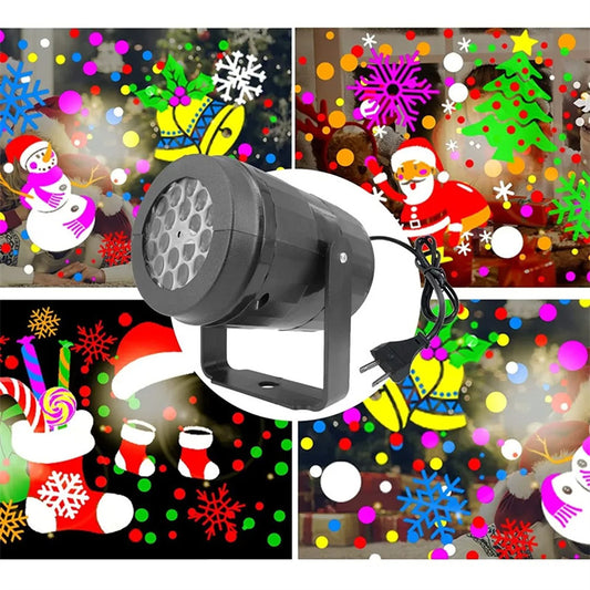 Christmas Party Lights Snowflake Projector Light Led Stage Light Rotating Xmas Pattern Outdoor Holiday Lighting Garden Christmas Decor - MANDOTOS
