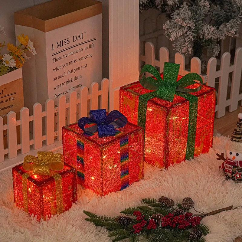 Lighted Christmas Gift Box - Luminous Outdoor Decoration with Bow - MANDOTOS