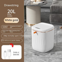 Smart Trash Can with Automatic Opening and Multiple Functions - White ABS Material - MANDOTOS0
