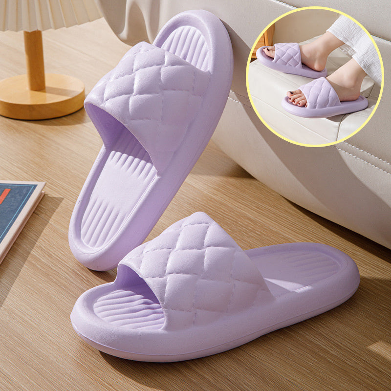 New Rhombus Home Slippers Summer Non-slip Floor Bathroom Slipper Lightweight Simple House Shoes For Women Men - MANDOTOS