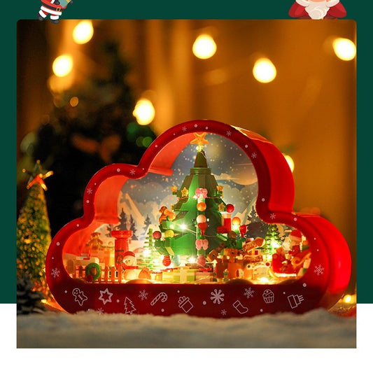 Christma New Style Assembled Building Block Toys Cloud Night Lamp Decorative Mirrors Frame LED Table Lights Creative Desk Bedroom Handmade Birthday Gifts - MANDOTOS