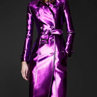 Women's Leather High Fashion Coat Slim Fit - MANDOTOS