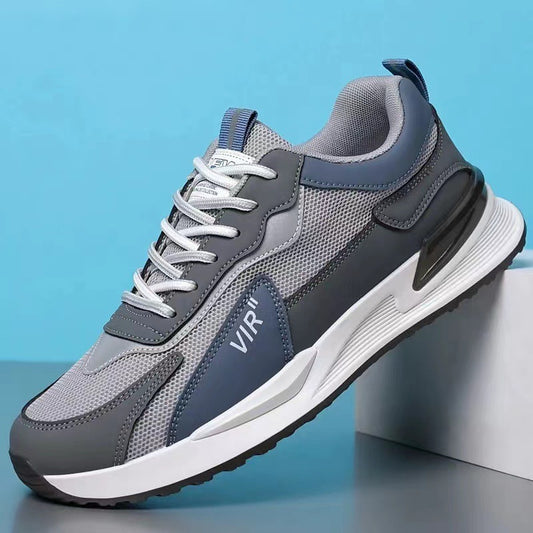 Men's Color Block Mesh Shoes Fashion Casual Lace-up Sneakers Outdoor Breathable Running Sports Shoes - MANDOTOS