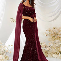 Dress Skirt Sequin Mesh Split Fishtail Dress MANDOTOS