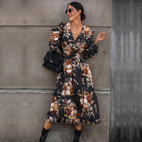 Autumn Elegance European Dress