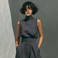 Women’s Cotton Linen Two-Piece Set – Sleeveless Top & Wide-Leg Pants