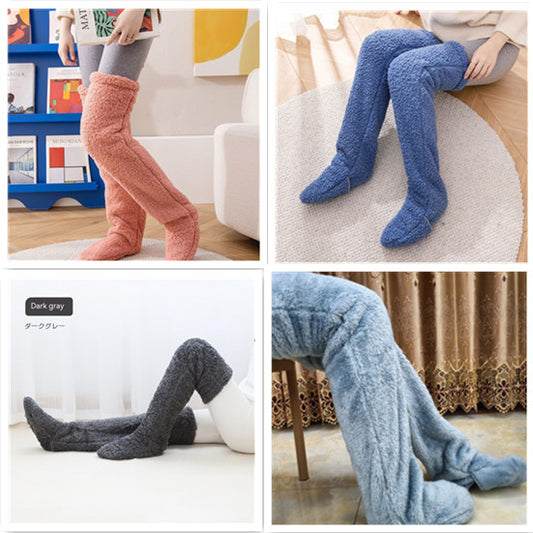 Over Knee High Fuzzy Long Socks Winter Warm Cold Leg Knee Joint Cold-proof Stockings Home Floor Sleeping Socks - MANDOTOS