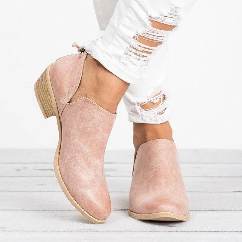 Autumn Women Shoes Retro High Heel Ankle Boots MANDOTOS
