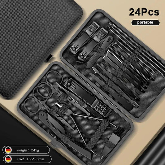 8/12/15/20/24 pcs Manicure Cutters Nail Clipper Set Household Stainless Steel Ear Spoon Pedicure Scissors Tool For Beauty - MANDOTOS