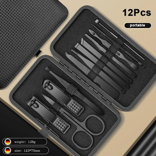 8/12/15/20/24 pcs Manicure Cutters Nail Clipper Set Household Stainless Steel Ear Spoon Pedicure Scissors Tool For Beauty - MANDOTOS