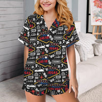 Viva Las Vegas Western Satin Ruffle Pajama Set