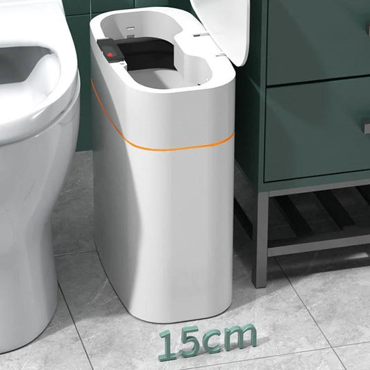 Smart Trash Can with Automatic Opening and Multiple Functions - White ABS Material - MANDOTOS