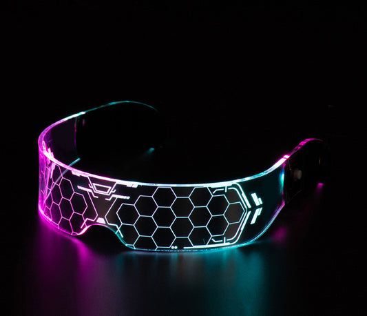 LED Luminous Glasses Party Bar Disco Punk Glasses Futuristic Style Festival Goggles Decoration Gifts - MANDOTOS
