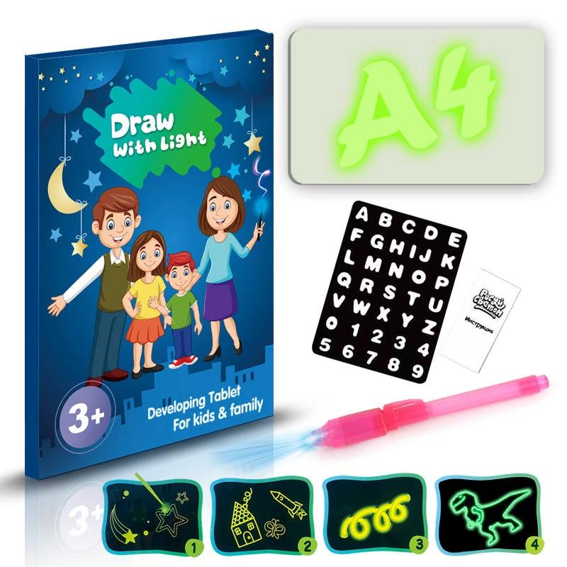 Educational Toy Drawing Pad 3D Magic 8 Light Effects Puzzle Board Sketchpad MANDOTOS