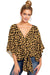 New V Neck Blouse Women Leopard Print Shirts Floral Tie Front Blouses Batwing Summer Oversize Ladies Tops - MANDOTOS INTERNATIONAL0