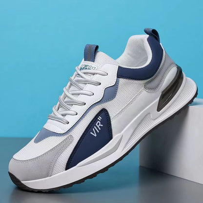 Men's Color Block Mesh Shoes Fashion Casual Lace-up Sneakers Outdoor Breathable Running Sports Shoes - MANDOTOS