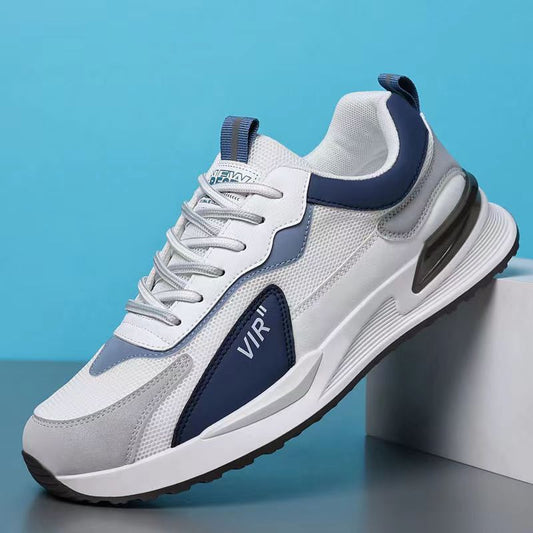 Men's Color Block Mesh Shoes Fashion Casual Lace-up Sneakers Outdoor Breathable Running Sports Shoes - MANDOTOS