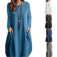 Ladies' Autumn Breeze Cotton-Linen Dress