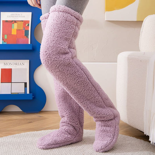 Over Knee High Fuzzy Long Socks Winter Warm Cold Leg Knee Joint Cold-proof Stockings Home Floor Sleeping Socks - MANDOTOS